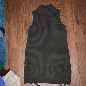 dark green turtle neck vest